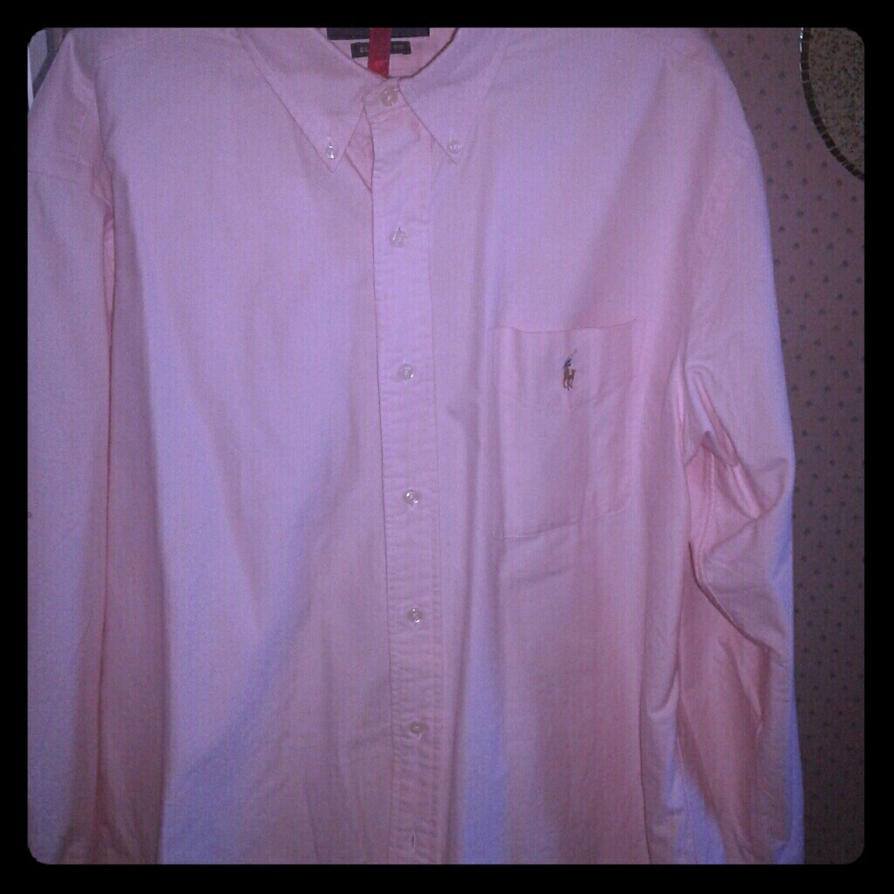Long Sleeve, Pink, Polo Dress Shirt